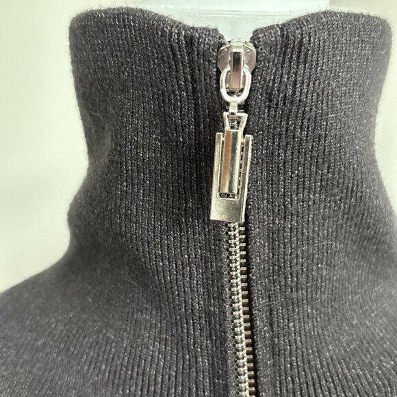 Elie Tahari Knit grey 1/4 zip Pullover cropped Sweater XLarge - Picture 8 of 12